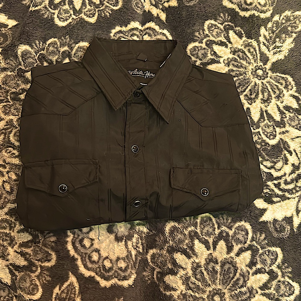 Black striped button down shirt. Leaving by January 20th